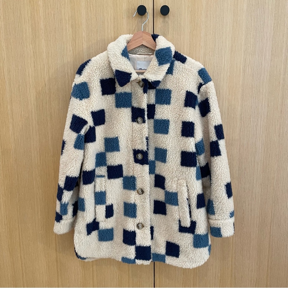 Madewell Sherpa “Belrose” Shirt-Jacket in Checkerboard — Size Small